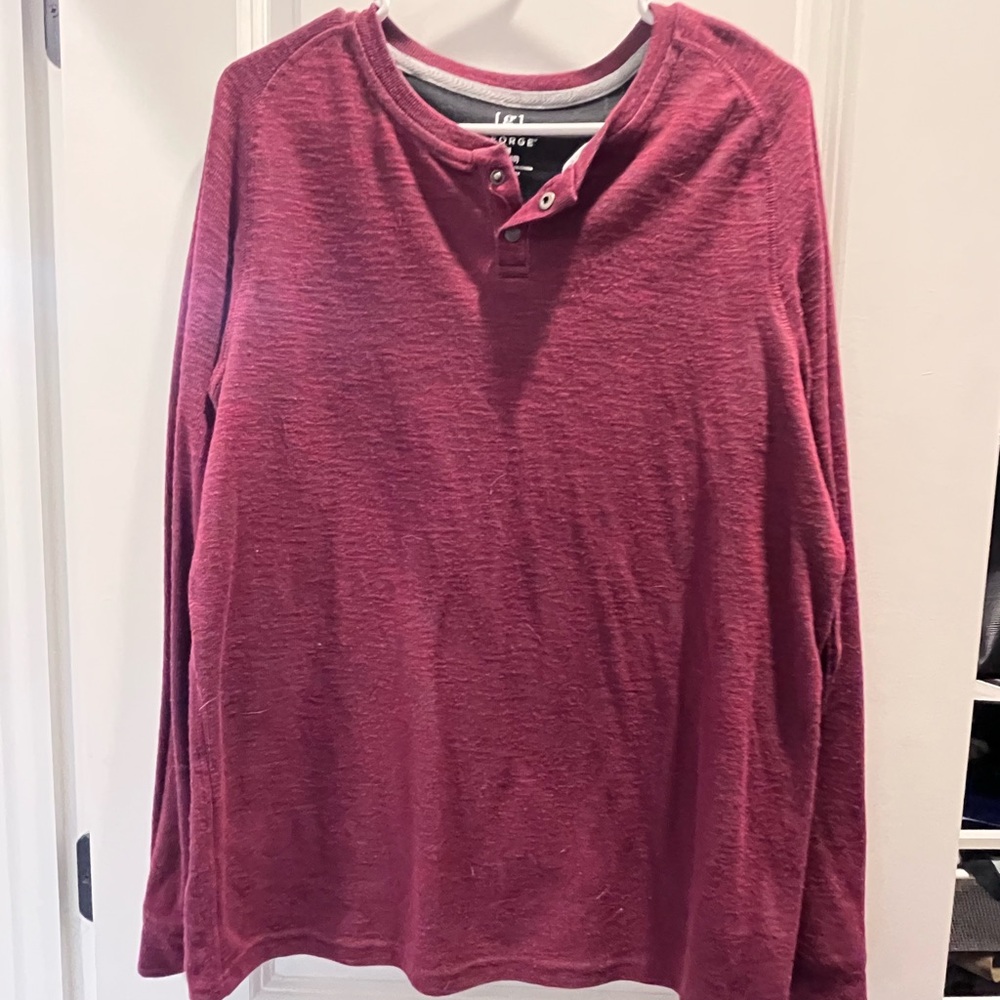 George Red Long Sleeve Relaxed Shirt